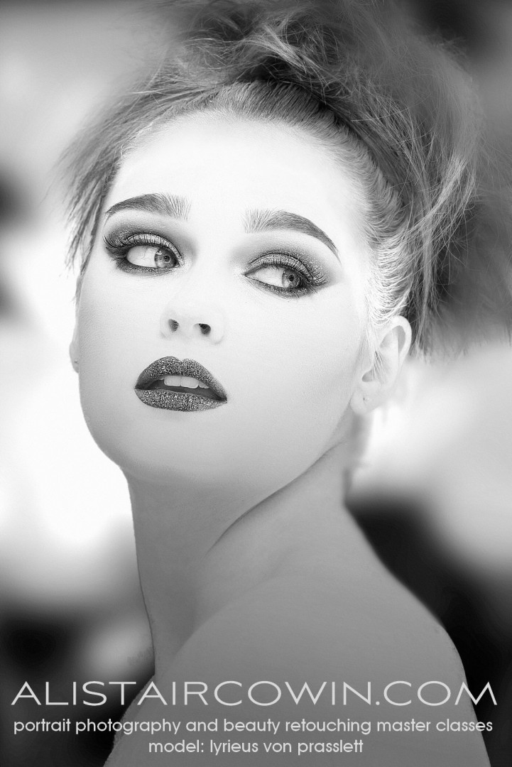 Photographed in B&W for Alistair Cowin's Beauty Books <br />
Model: Kim Cresswell  Makeup: Hannah Field