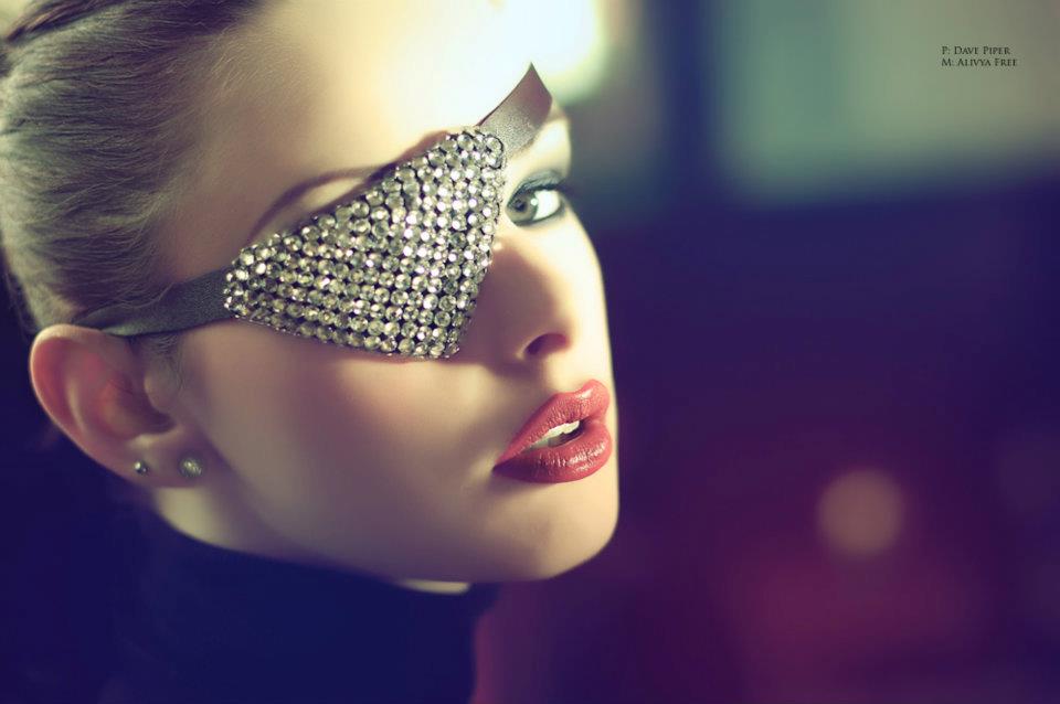 Crystal and leather eyepatch