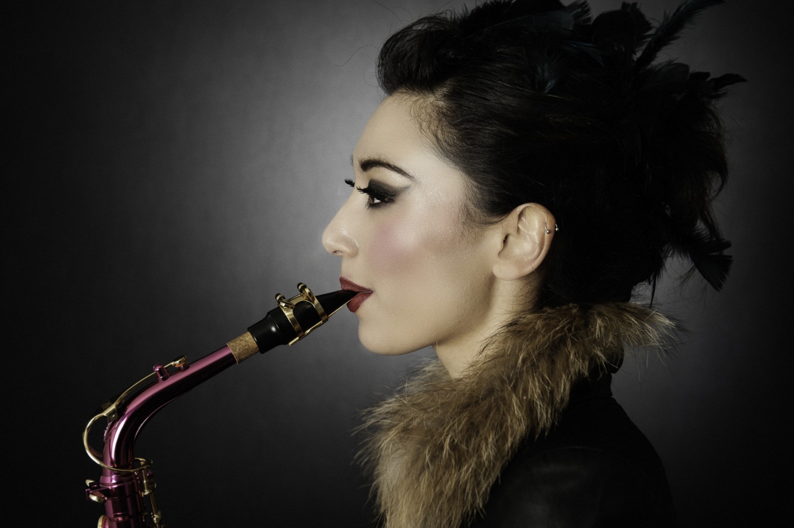 Elena with saxophone